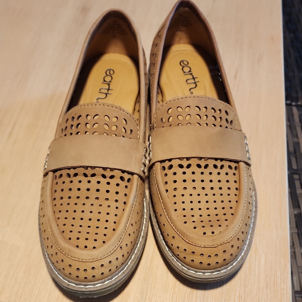 Earth Tan Perforated Loafers